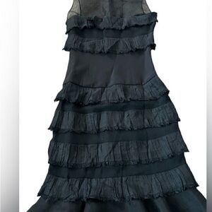 Designer Dress by Carolina Herrera Black Sleeveless Ruffled  Chiffon Dress